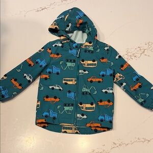 Cat & Jack Hooded Jacket with Orange & Blue Vehicle Print - Teal